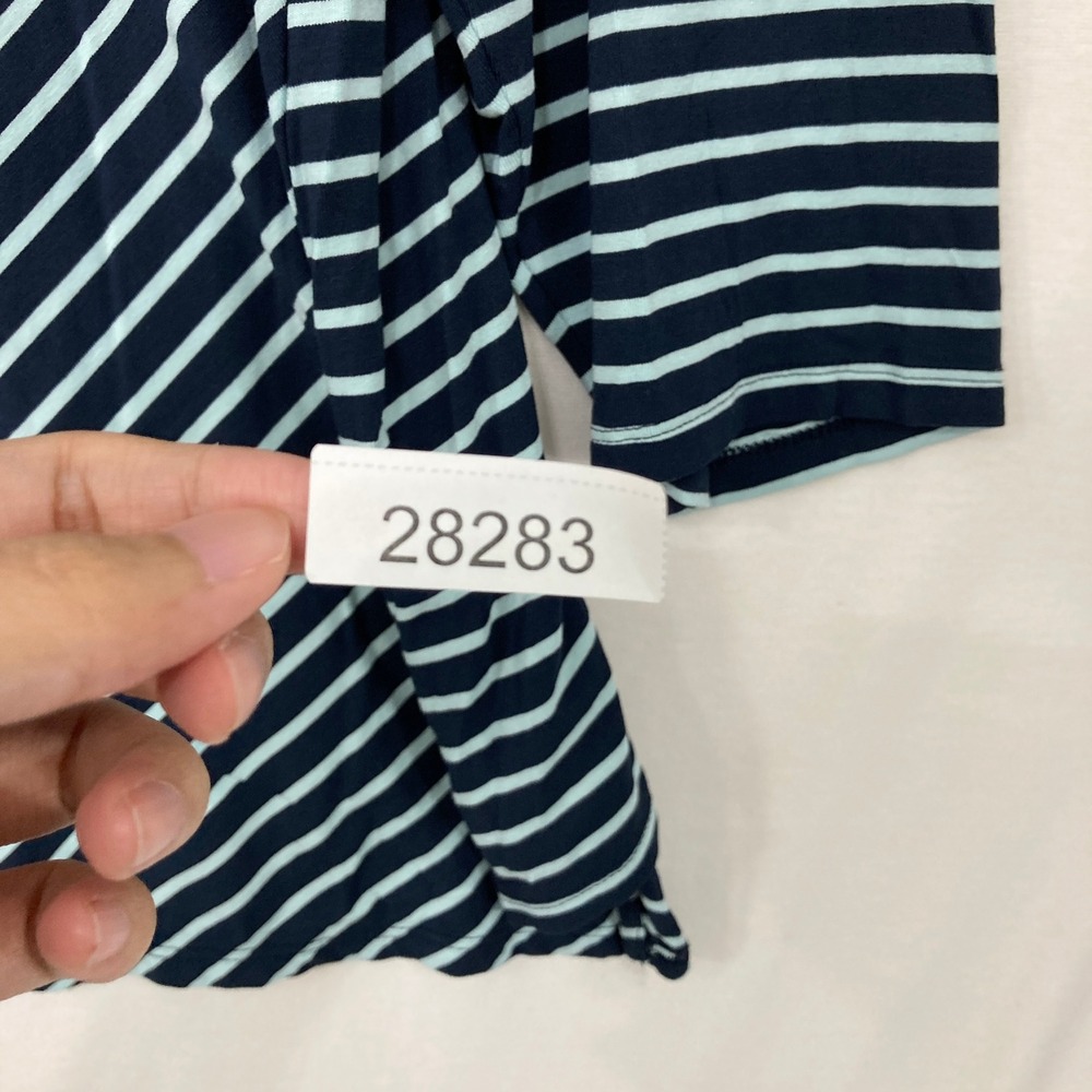 J.‎ Jill Wearever Top XL Blue Striped V-Neck 3/4 Sleeve Stretch Knit Preppy - Picture 9 of 9